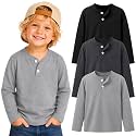 3 Pack Toddler Boy Long Sleeve Henley Tops 18M-5T