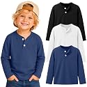 3 Pack Toddler Boy Long Sleeve Henley Tops 18M-5T