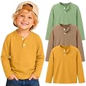 3 Pack Toddler Boy Long Sleeve Henley Tops 18M-5T