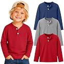 3 Pack Toddler Boy Long Sleeve Henley Tops 18M-5T