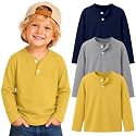 3 Pack Toddler Boy Long Sleeve Henley Tops 18M-5T