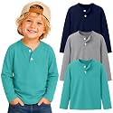 3 Pack Toddler Boy Long Sleeve Henley Tops 18M-5T