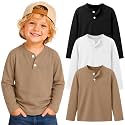 3 Pack Toddler Boy Long Sleeve Henley Tops 18M-5T