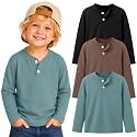 3 Pack Toddler Boy Long Sleeve Henley Tops 18M-5T