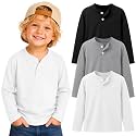 3 Pack Toddler Boy Long Sleeve Henley Tops 18M-5T