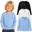 3 Pack Toddler Boy Long Sleeve Henley Tops 18M-5T