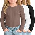 3 Pack Toddler Girl Shirts Long Sleeve Ribbed Tops