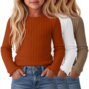 3 Pack Toddler Girls Cute Long Sleeve