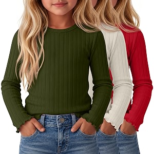 3 Pack Toddler Girls Cute Long Sleeve