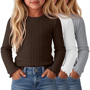 3 Pack Toddler Girls Cute Long Sleeve