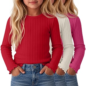 3 Pack Toddler Girls Cute Long Sleeve