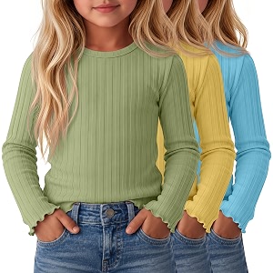 3 Pack Toddler Girls Cute Long Sleeve