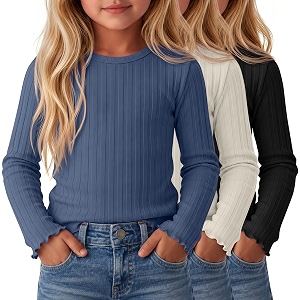 3 Pack Toddler Girls Cute Long Sleeve