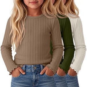 3 Pack Toddler Girls Cute Long Sleeve