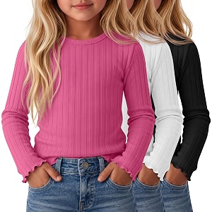 3 Pack Toddler Girls Cute Long Sleeve