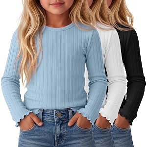 3 Pack Toddler Girls Cute Long Sleeve
