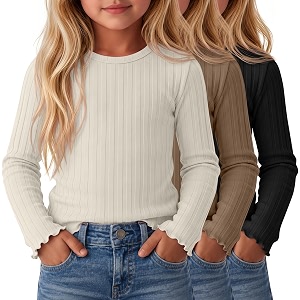 3 Pack Toddler Girls Cute Long Sleeve