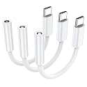 3 Pack USB C to 3.5mm Audio Headphone Adapter, Type C Adapter for Headphones Cable Compatible with iPhone 17/16/15, iPad Pro, Samsung Galaxy S25 S24 S23 Ultra, Pixel 10/9/8