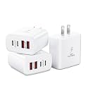 3-Pack USB C Charger Block, 40W 4-Port USB C Fast Charging Block Dual Port USBC Power Adapter Multiport Wall Plug Multi Type C Charging Block Cube for iPhone 16 15 14 13 12 11 Pro Max, Samsung, iPad