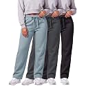 3 Pack Women's Fleece Sweatpants Open Bottom Lounge Sweats Workout Pockets