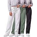 3 Pack Women's Fleece Sweatpants Open Bottom Lounge Sweats Workout Pockets