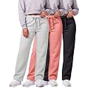 3 Pack Women's Fleece Sweatpants Open Bottom Lounge Sweats Workout Pockets