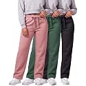 3 Pack Women's Fleece Sweatpants Open Bottom Lounge Sweats Workout Pockets