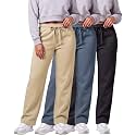 3 Pack Women's Fleece Sweatpants Open Bottom Lounge Sweats Workout Pockets