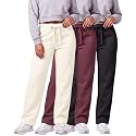 3 Pack Women's Fleece Sweatpants Open Bottom Lounge Sweats Workout Pockets