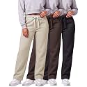 3 Pack Women's Fleece Sweatpants Open Bottom Lounge Sweats Workout Pockets