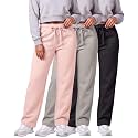 3 Pack Women's Fleece Sweatpants Open Bottom Lounge Sweats Workout Pockets