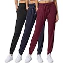 3 Pack Women's Joggers Sweatpants Lounge Pants Yoga Workout Pajama Pockets