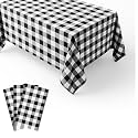 3 Packs Gingham Tablecloth Black and White Checkered Tablecloths 54 x 108 Inches Disposable Plastic Gingham Tablecovers Waterproof Rectangle Picnic Table Covers for Birthday Party Supplies