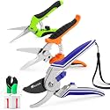 3 Packs Professional Garden Pruning SK5 Steel Blades Trimming Scissors Handheld Pruners Set with Gardening Gloves，Ideal Garden Tool