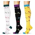 (3 pairs) Compression Socks 20-30 mmHg Long Knee High Socks for Women Men Support Athletic Travel Daily Wear
