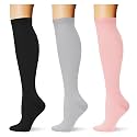 (3 pairs) Compression Socks 20-30 mmHg Long Knee High Socks for Women Men Support Athletic Travel Daily Wear