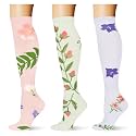 (3 pairs) Compression Socks 20-30 mmHg Long Knee High Socks for Women Men Support Athletic Travel Daily Wear