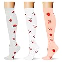 (3 pairs) Compression Socks 20-30 mmHg Long Knee High Socks for Women Men Support Athletic Travel Daily Wear
