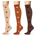 (3 pairs) Compression Socks 20-30 mmHg Long Knee High Socks for Women Men Support Athletic Travel Daily Wear