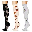 (3 pairs) Compression Socks 20-30 mmHg Long Knee High Socks for Women Men Support Athletic Travel Daily Wear