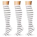 (3 pairs) Compression Socks 20-30 mmHg Long Knee High Socks for Women Men Support Athletic Travel Daily Wear
