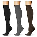 (3 pairs) Compression Socks 20-30 mmHg Long Knee High Socks for Women Men Support Athletic Travel Daily Wear
