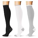 (3 pairs) Compression Socks 20-30 mmHg Long Knee High Socks for Women Men Support Athletic Travel Daily Wear