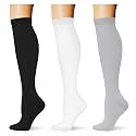 (3 pairs) Compression Socks 20-30 mmHg Long Knee High Socks for Women Men Support Athletic Travel Daily Wear