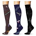 (3 pairs) Compression Socks 20-30 mmHg Long Knee High Socks for Women Men Support Athletic Travel Daily Wear