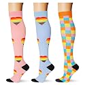 (3 pairs) Compression Socks 20-30 mmHg Long Knee High Socks for Women Men Support Athletic Travel Daily Wear