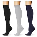 (3 pairs) Compression Socks 20-30 mmHg Long Knee High Socks for Women Men Support Athletic Travel Daily Wear