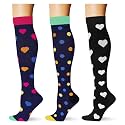 (3 pairs) Compression Socks 20-30 mmHg Long Knee High Socks for Women Men Support Athletic Travel Daily Wear