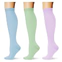 (3 pairs) Compression Socks 20-30 mmHg Long Knee High Socks for Women Men Support Athletic Travel Daily Wear