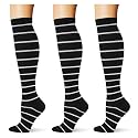 (3 pairs) Compression Socks 20-30 mmHg Long Knee High Socks for Women Men Support Athletic Travel Daily Wear